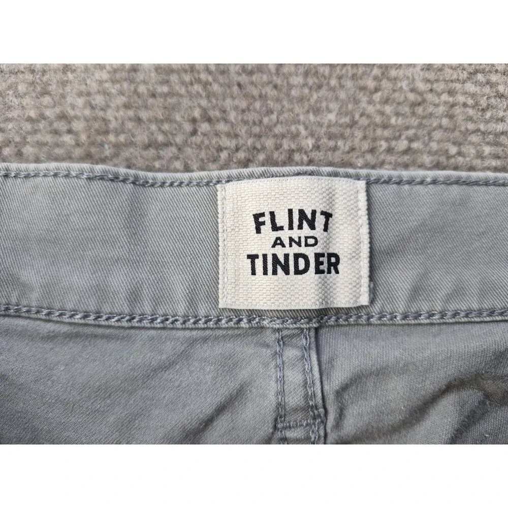 Flint & Tinder 365 Chino Pants Men Sz 32x34 Gray 5-Pocket Tapered Stretch Washed